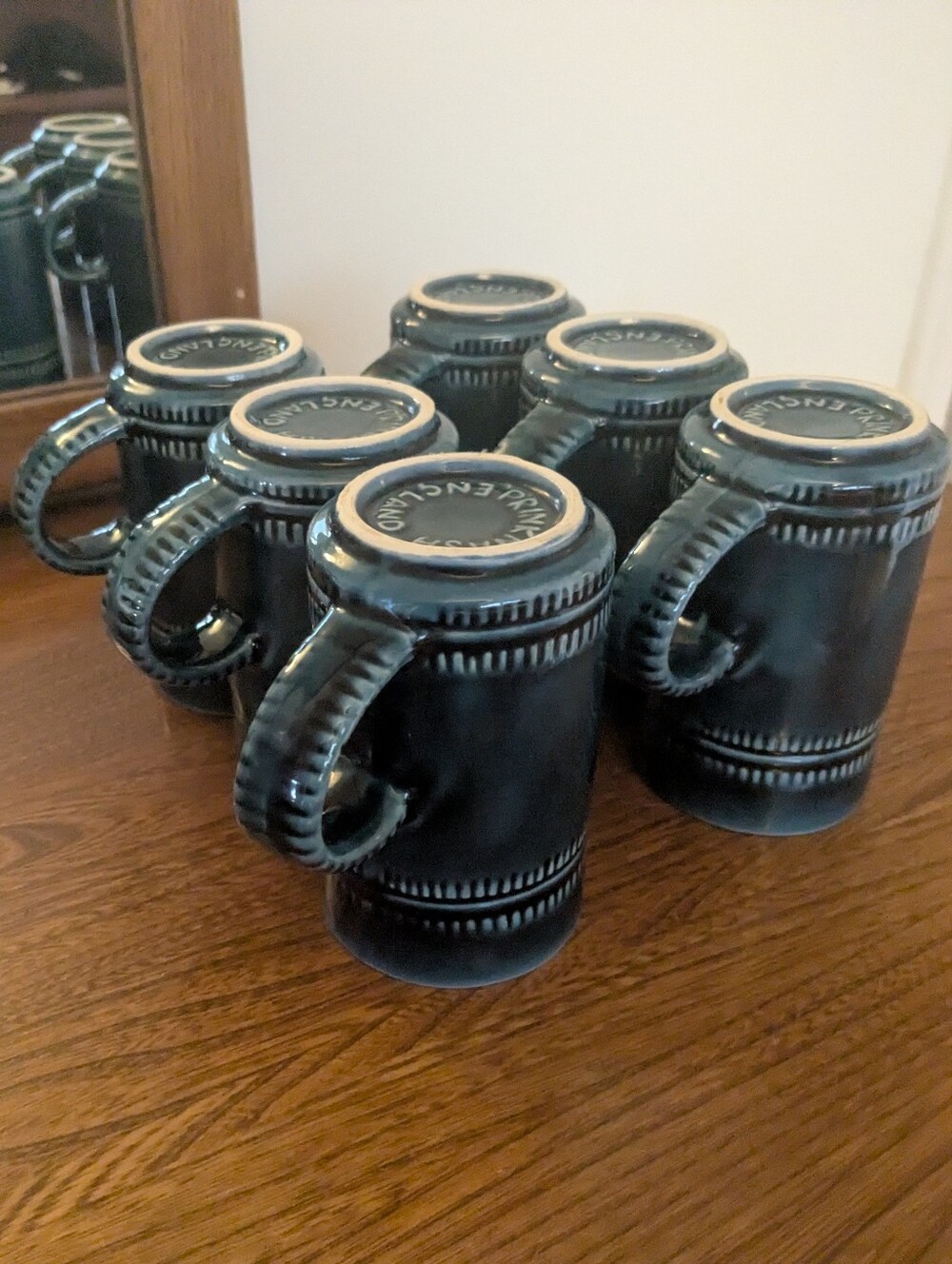 Prinknash Pottery Mugs Six In Rare Deep Blue
